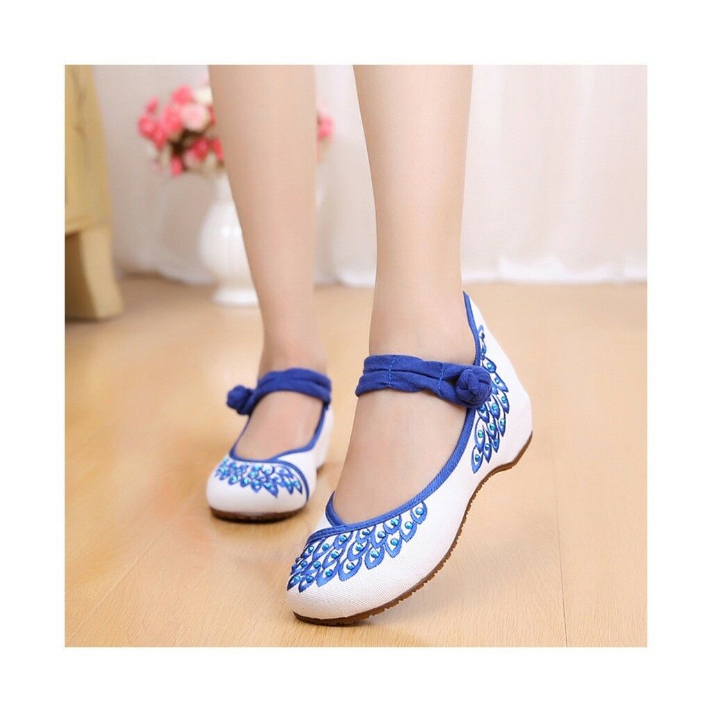 Old Beijing Cloth Shoes National Style Woman Shoes Cowhells Sole Slipsole Phoeni