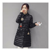 Hiver Fin Clair Fin Doudoune Femme Milieu Longue Noire
