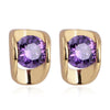 18K Gold Glavanized Austrian Zircon Earrings   purple