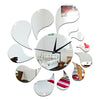 3D Water-drop Mirror Wall Clock Acrylic Sticking