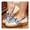 Flax Brodé Vieux Beijing Chiffon Chaussures Bleues