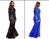 Black  Blue Full Lace Fishtail Maxi Long Gown Evening Cocktail Party Dress Plus