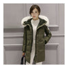 Winter Down Coat Woman Middle Long Loose Thick   army green