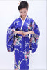 Vintage Rétro de Luxe Japonais Vêtement Kimono Costume Cosplay Yukata Robe Bleu