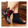 Vintage Beijing Cloth Shoes Embroidered Boots 12-02   black  35