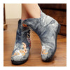 Vintage Beijing Cloth Shoes Embroidered Boots grey with cotton 35