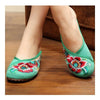 Hibiscus Mutabilis Old Beijing Cloth Embroidered Shoes   green