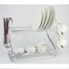 2 Niveaux Plat de Cuisine Tasse Rack Séchage Égouttoir Séchoir Plateau