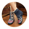 Vintage Beijing Cloth Shoes Embroidered Boots grey 35