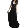 Spitze Langes Kleid Ärmellos Hohl Rückenfrei Chiffon Schwarz