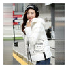 Con Capucha Plumón Mujer Corto Elegante Estilo Holgado Blanco