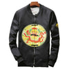 Hombre Cloth Bordado Placa Chaqueta de Botón Amarillo Terreno