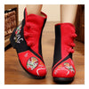 Vintage Beijing Cloth Shoes Embroidered Boots 12-08   red + black  35