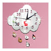 Creativo 3d Silencioso Pared Reloj Sacando Gotas de Lluvia Espejo Plata