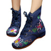 Vintage Beijing Cloth Shoes Embroidered Boots 11-01  blue  35