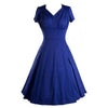 Business Wear OL V Neck Big Peplum Dress   blue
