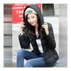 Con Capucha Plumón Mujer Corto Elegante Estilo Holgado Negro
