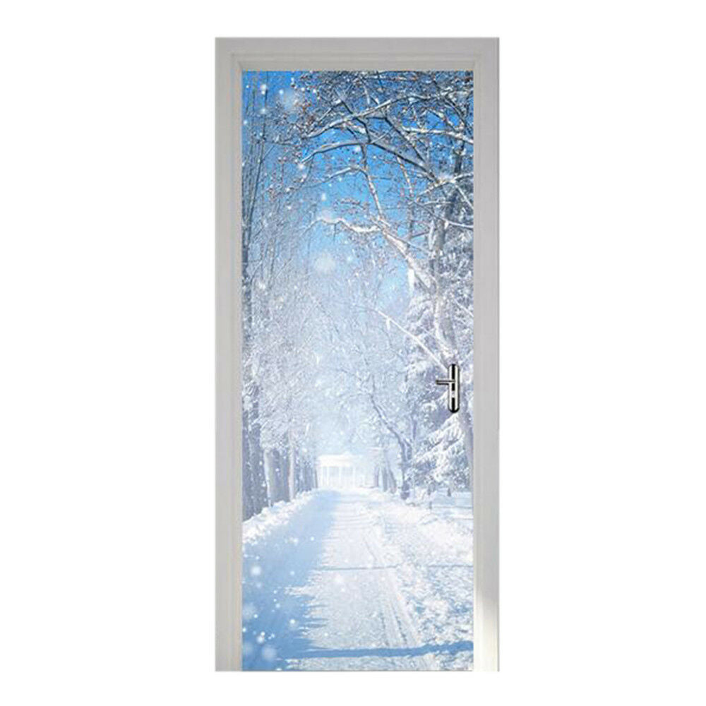 New 3D DIY PVC Waterproof  Door Wall Mural Sticker Winter Snow qd022