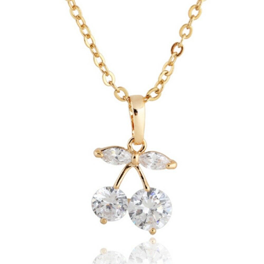 Cherry Pendant 18K Gold Platinum Galvanized Austrian Zircon   yellow