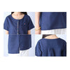 Cotton&Flax Short Sleeve T-shirt Loose Top Wear    blue