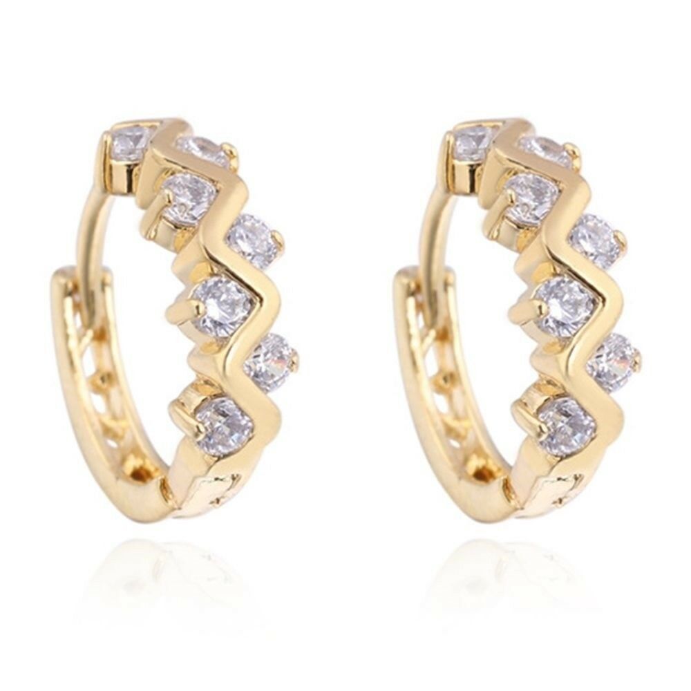 18K Gold Galvanized White Zircon Earrings