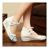 Alt Peking Stoff Bestickt Schuhe Crane