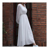 V-necked Chiffon Slim Middle Long Dress   white    S