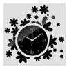 Acrílico Bricolaje Reloj de Pared Espejo Creativo Silencioso Negro