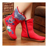 Vintage Beijing Cloth Shoes Embroidered Boots red 35