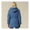 Winter Damen Übergröße Schmal Kapuzen Baumwolle Mantel Blau