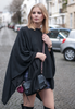 Street Style Black Asymmetrical Draped Cotton Cape Kaftan Top