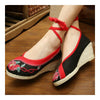 Alt Peking Bestickt Stoff Schuhe Modisch Schwarz