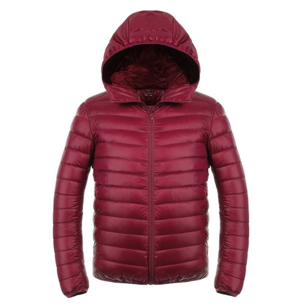 Light Thin Short Down Coat Man Hooded Fashionable   red