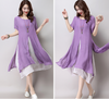 Moderno Asiático Estilo Capas Multi con Abertura Forrado Vestido Túnica