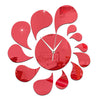 3D Water-drop Mirror Wall Clock Acrylic Sticking