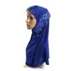 Dignified Muslim Gauze Lace Zircon Kerchief Scarf    sapphire blue