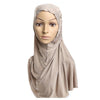 Dignified Muslim Gauze Lace Zircon Kerchief Scarf    khaki