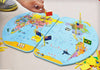 Montessori Geografía Materiales - Bandera Soporte, Mundo y Mapa 36 Banderas