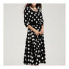 Polka Dot Sunny Flax Seventh Sleeve Middle Long Dress  S