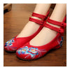 Vieux Beijing Chiffon Brodé Chaussures Carré Danse Rouge