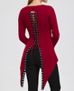 Red Blue Black Victorian Gothic Punk Asymmetrical Lace Corset Back Jersey Top