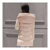 Woman A Shape Thick Hoodied Woolen Middle Long Down Coat    pink