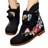 Vintage Beijing Cloth Shoes Embroidered Boots black 35