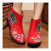 Peacock Vintage Beijing Cloth Shoes Embroidered Boots red 35