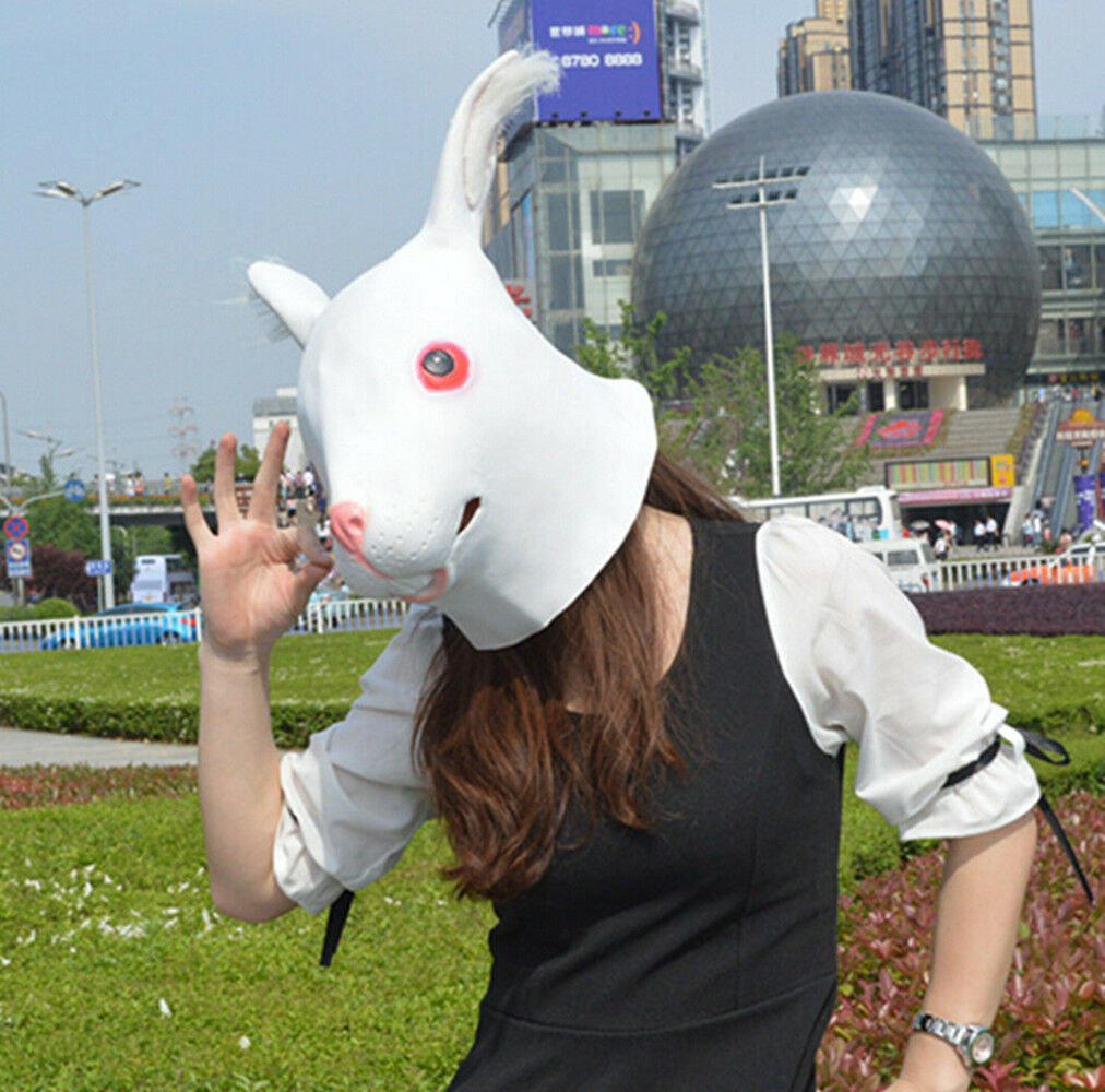 Rubber Rabbit Mask Rabbit Head Mask Rubber Latex Animal Costume Full head Mask Halloween