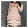 Winter Woman Middle Long Fake Fox Fur A Shape Down Coat    pink