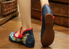 Chinese Embroidered Floral Shoes Women Ballerina Mary Jane Flat Ballet Cotton Lo