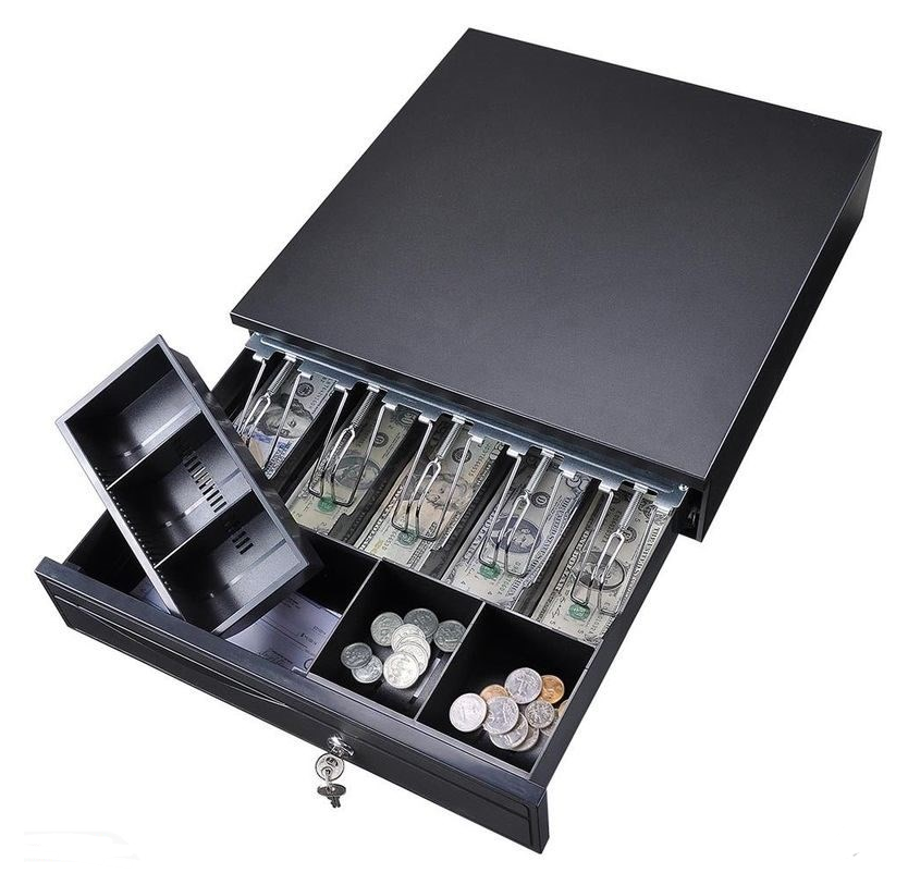 Cash Drawer Safe Box 5 Bill 5 Coin Tray for POS Printer Store Money Lock Storage