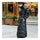 Big Fur Collar Plus Size Extra Long Thick Slim Down Coat   black
