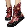 Vintage Beijing Cloth Shoes Embroidered Boots claret 35